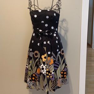 Kay Unger New York Black Floral Strapless Dress